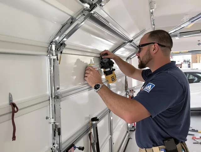 South Windsor Garage Door Repair technician quieting a noisy garage door in South Windsor