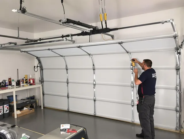 South Windsor Garage Door Repair certified technician performing overhead door system repair in South Windsor