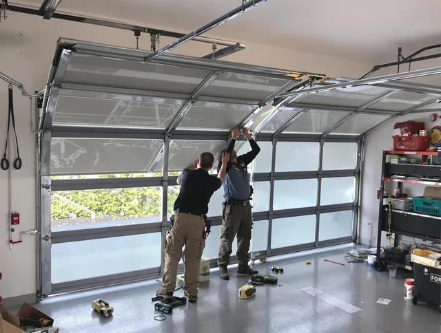 South Windsor Garage Door Repair expert performing precise panel replacement on South Windsor garage door